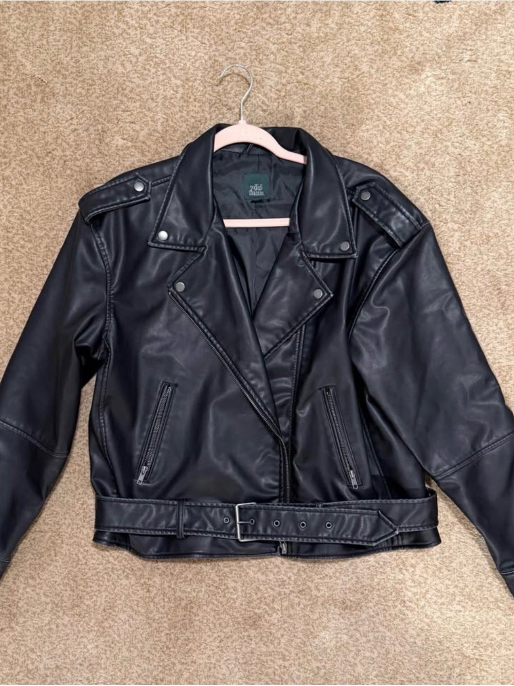 Black Faux Leather Moto Jacket - Wild Fable